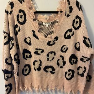 Miracle Leopard Distressed Sweater